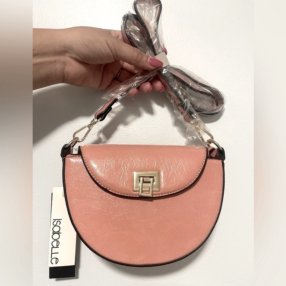 Peachy Pink Vegan Leather Crossbody NWT